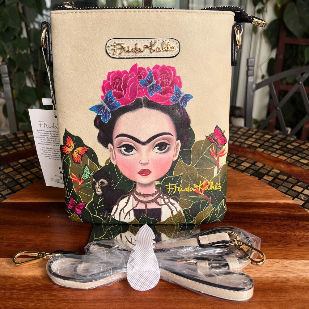 Frida Kahlo Cartoon Messenger Crossbody Bag NWT